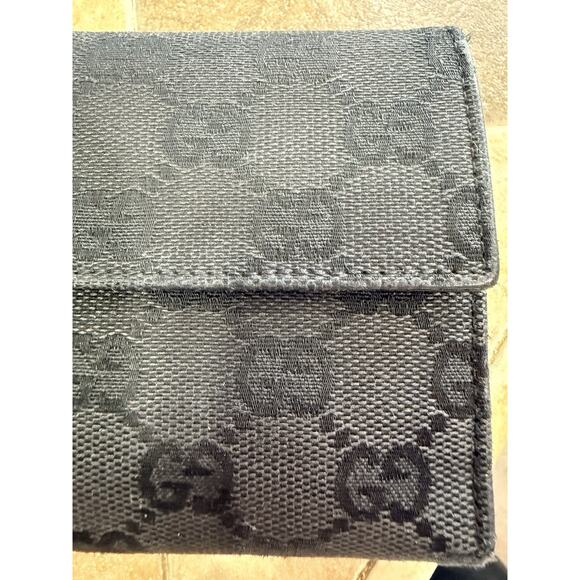 Authentic GUCCI Eclipse Long Wallet Purse GG Canvas Leather 120931 Black 3628N - Picture 9 of 13